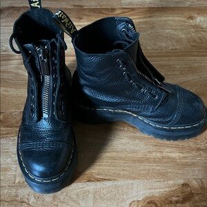Dr. Martens Black Leather Boots with Dual Zippers